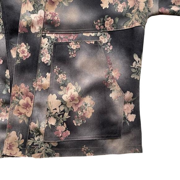 Solitaire | Anthropologie Jacket Faux Suede Open Front Kimono Floral Women's S - Picture 6 of 8